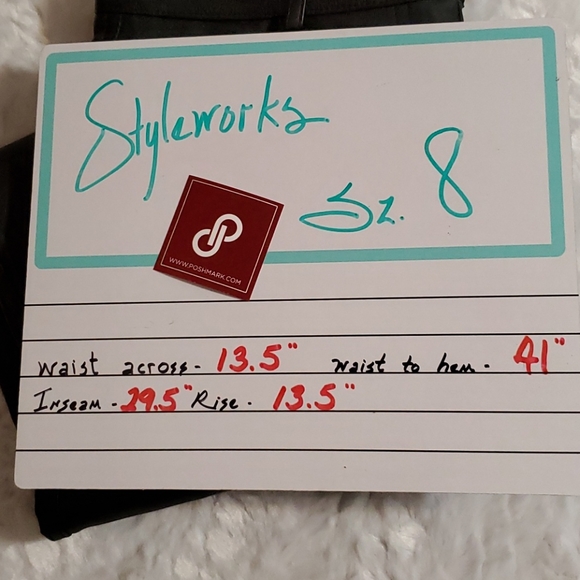 STYLEWORKS 100% black leather lined pants sz.8 pockets - Picture 11 of 13
